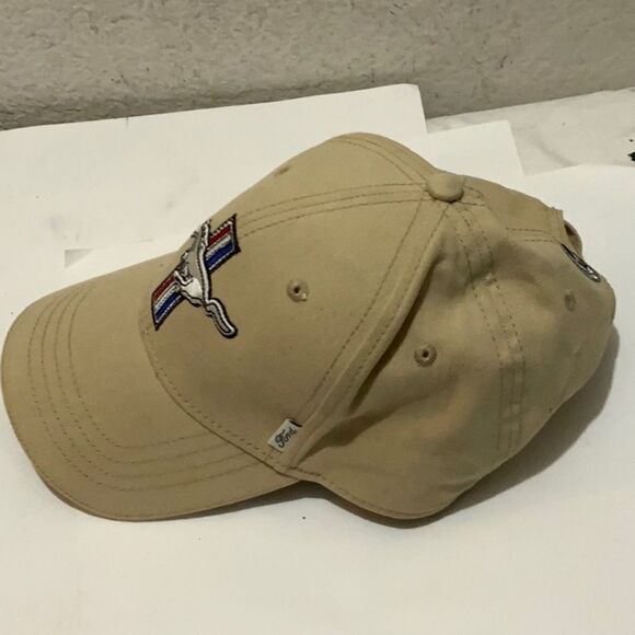 Ford Mustang  Embroidered Cap Hat Horse Red White Blue CFS Checkered Flag Sports - Picture 2 of 6